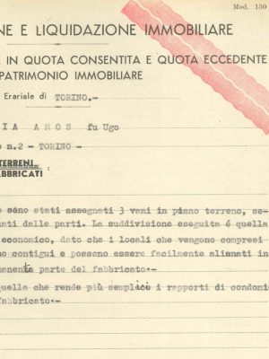 Pratica Loria Amos: ripartizione fra quota eccedente e quota consentita, 1940; 1942 (ASSP, III, 222)