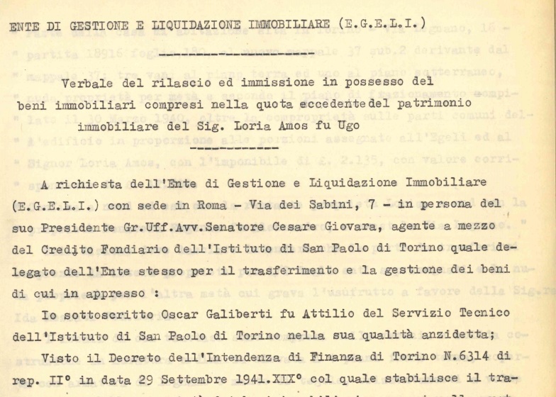 Pratica Loria Amos: ripartizione fra quota eccedente e quota consentita, 1940; 1942 (ASSP, III, 222)