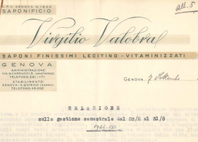 Causa Valobra contro Finanze dello Stato ed altre parti: intestazione carta da lettera, 1947 (ASSP, III, 6257)
