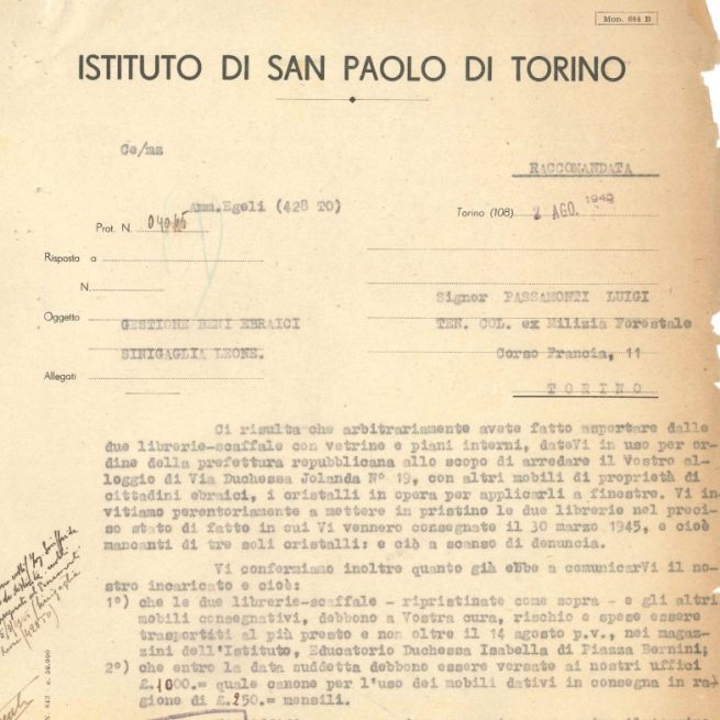 Pratica Sinigaglia Leone, 1940-1947 (ASSP, III, 555)